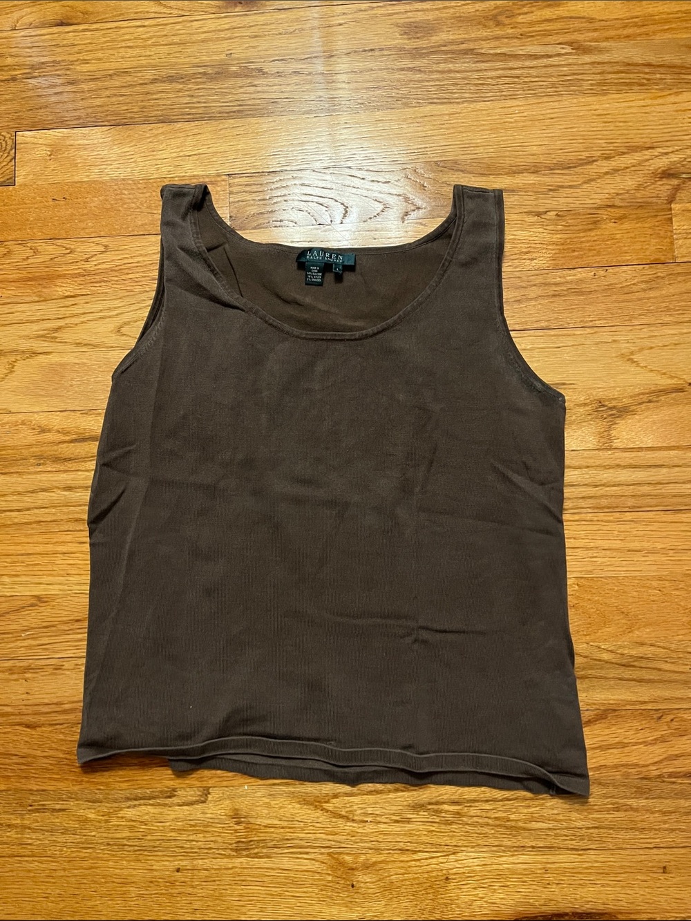 Lauren Ralph Lauren Chocolate Brown Scoop Neck Tank-size large